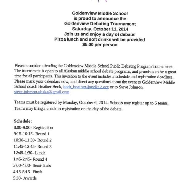 141011 Goldenview Middle School Debate Tourney