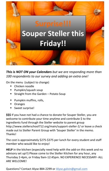 Special Souper Steller Friday October 30